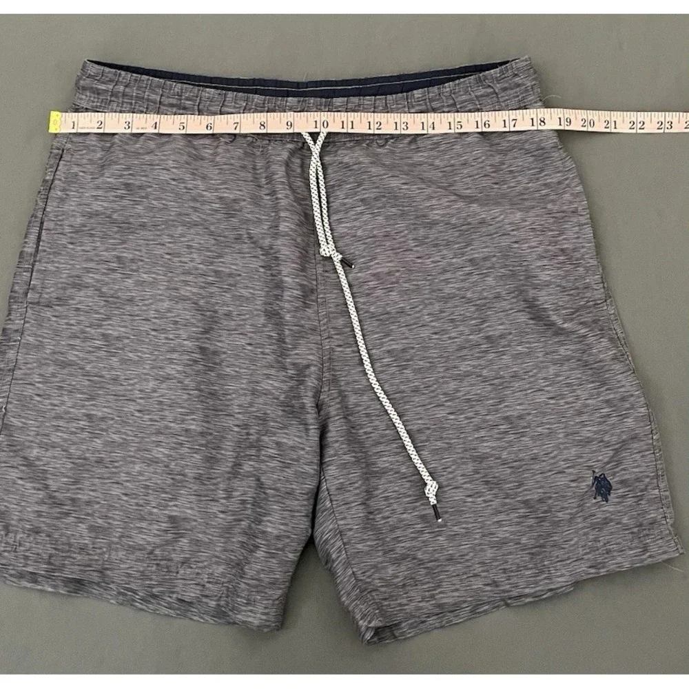 US Polo Assn Mens Swim Trunk Size Medium Gray Drawstring Waist Lined W/‎ Pockets